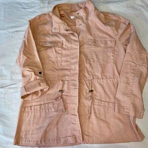 New Directions Tie Waist Lightweight Button Front Jacket, XL